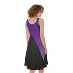 Purple All Cancer Awareness Ribbon Print Women's Sleeveless Dress