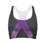 Purple All Cancer Awareness Ribbon Print Women's Sports Bra