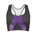 Purple All Cancer Awareness Ribbon Print Women's Sports Bra