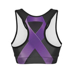 Purple All Cancer Awareness Ribbon Print Women's Sports Bra