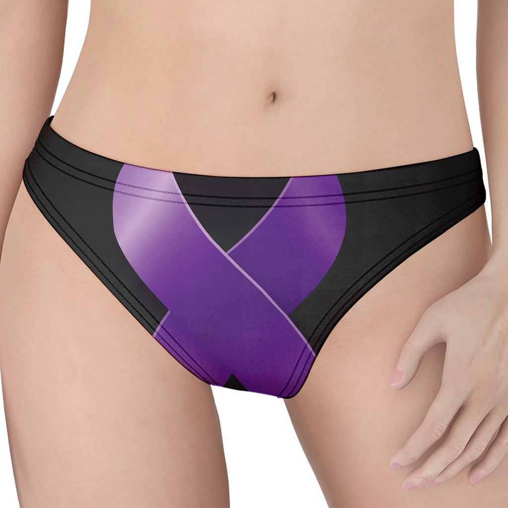Purple All Cancer Awareness Ribbon Print Women's Thong