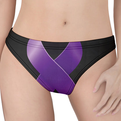 Purple All Cancer Awareness Ribbon Print Women's Thong