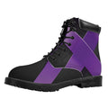 Purple All Cancer Awareness Ribbon Print Padded Collar Lace Up Boots