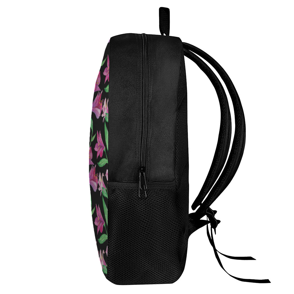 Purple Alstroemeria Pattern Print 17 Inch Backpack