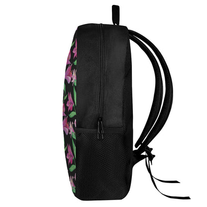 Purple Alstroemeria Pattern Print 17 Inch Backpack