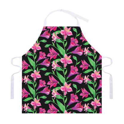 Purple Alstroemeria Pattern Print Adjustable Apron