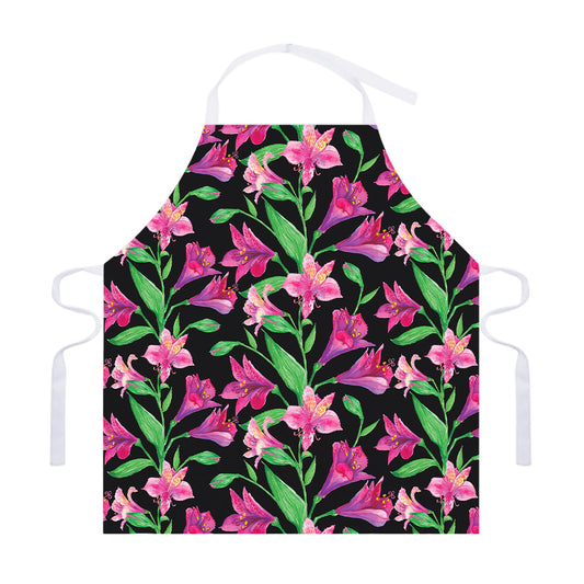 Purple Alstroemeria Pattern Print Adjustable Apron