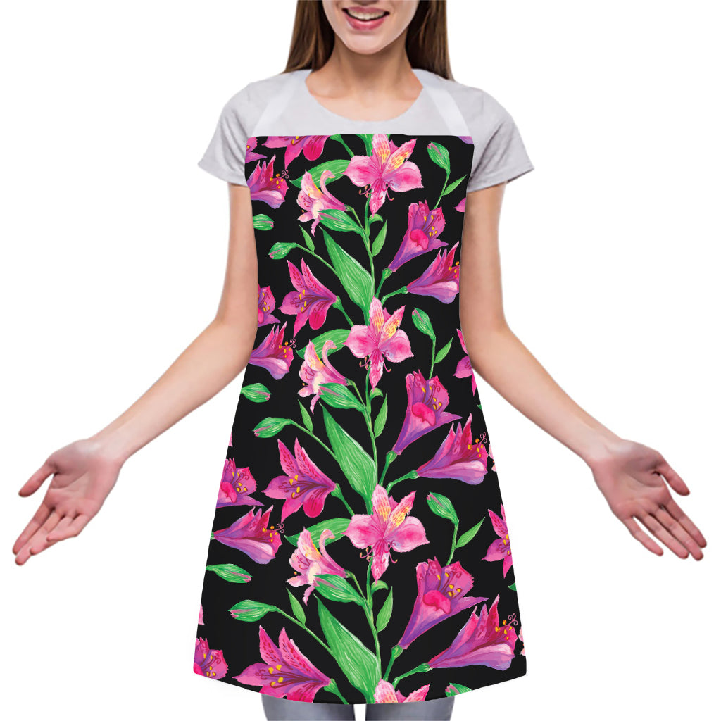 Purple Alstroemeria Pattern Print Adjustable Apron