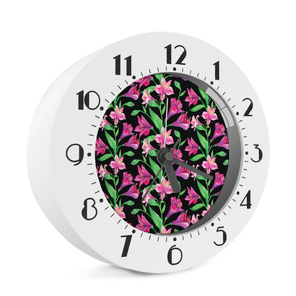 Purple Alstroemeria Pattern Print Alarm Clock