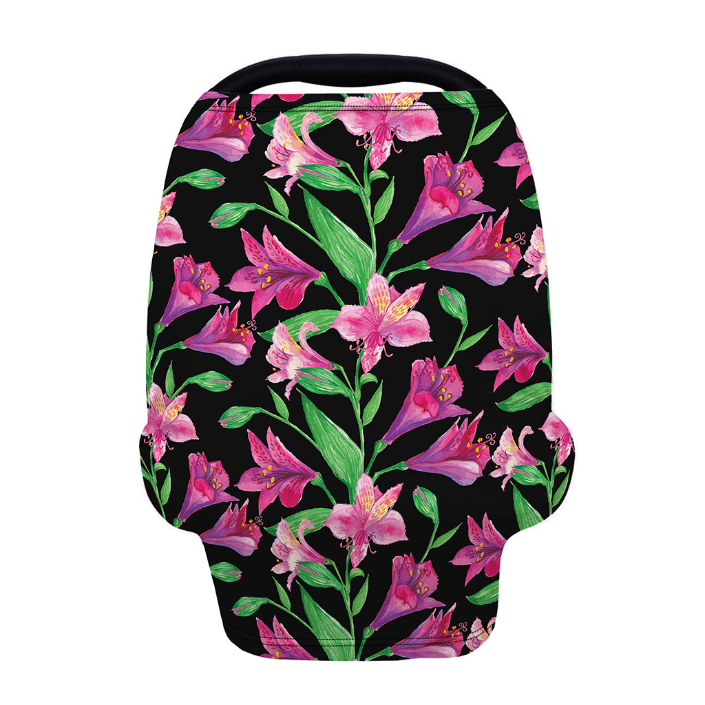 Purple Alstroemeria Pattern Print Baby Seat Cover