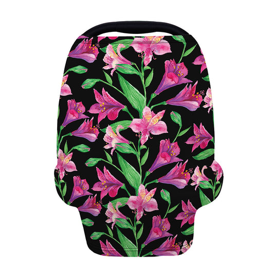 Purple Alstroemeria Pattern Print Baby Seat Cover