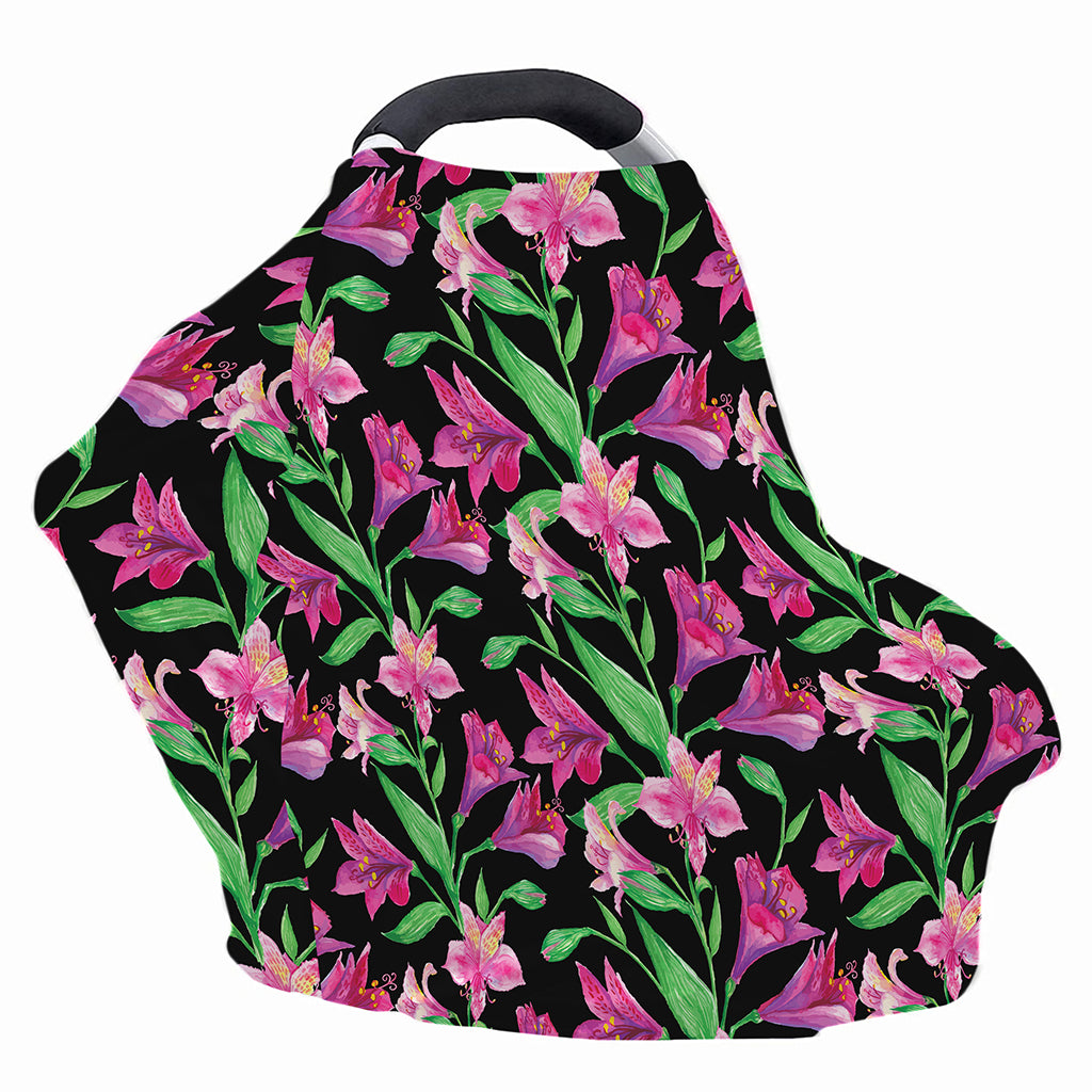 Purple Alstroemeria Pattern Print Baby Seat Cover