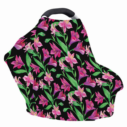 Purple Alstroemeria Pattern Print Baby Seat Cover