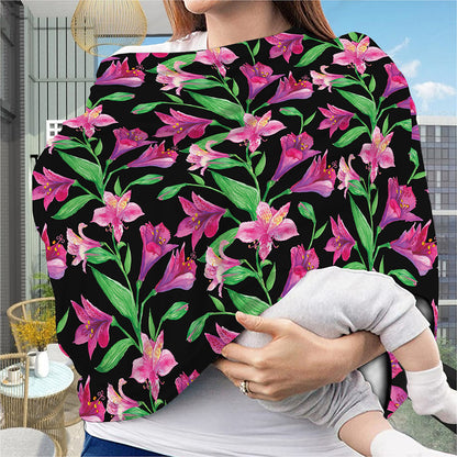 Purple Alstroemeria Pattern Print Baby Seat Cover
