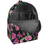 Purple Alstroemeria Pattern Print Backpack