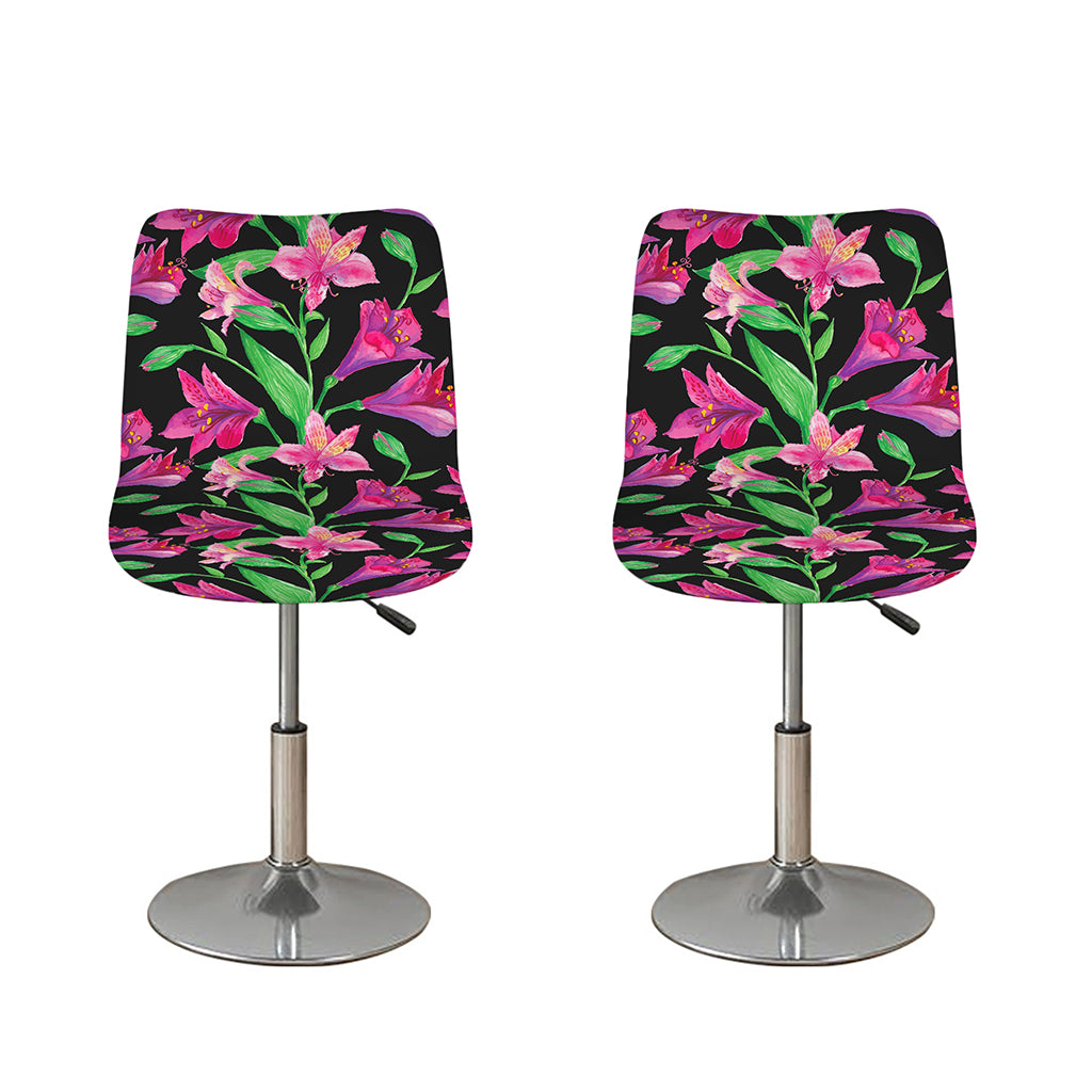Purple Alstroemeria Pattern Print Bar Stool Covers