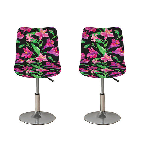 Purple Alstroemeria Pattern Print Bar Stool Covers
