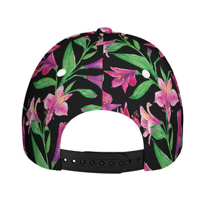 Purple Alstroemeria Pattern Print Baseball Cap