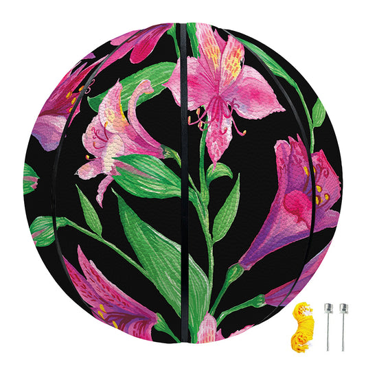 Purple Alstroemeria Pattern Print Basketball