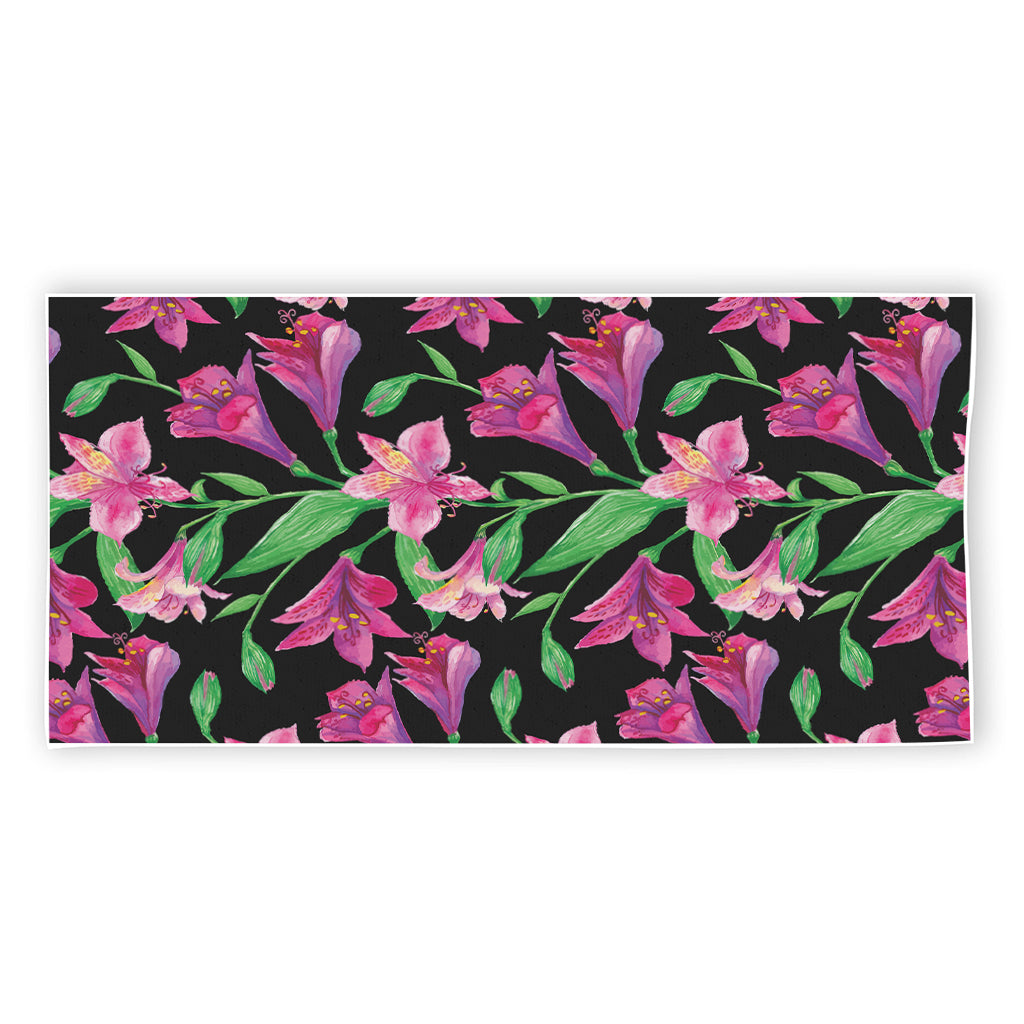 Purple Alstroemeria Pattern Print Beach Towel