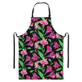 Purple Alstroemeria Pattern Print Bib Apron With Pocket