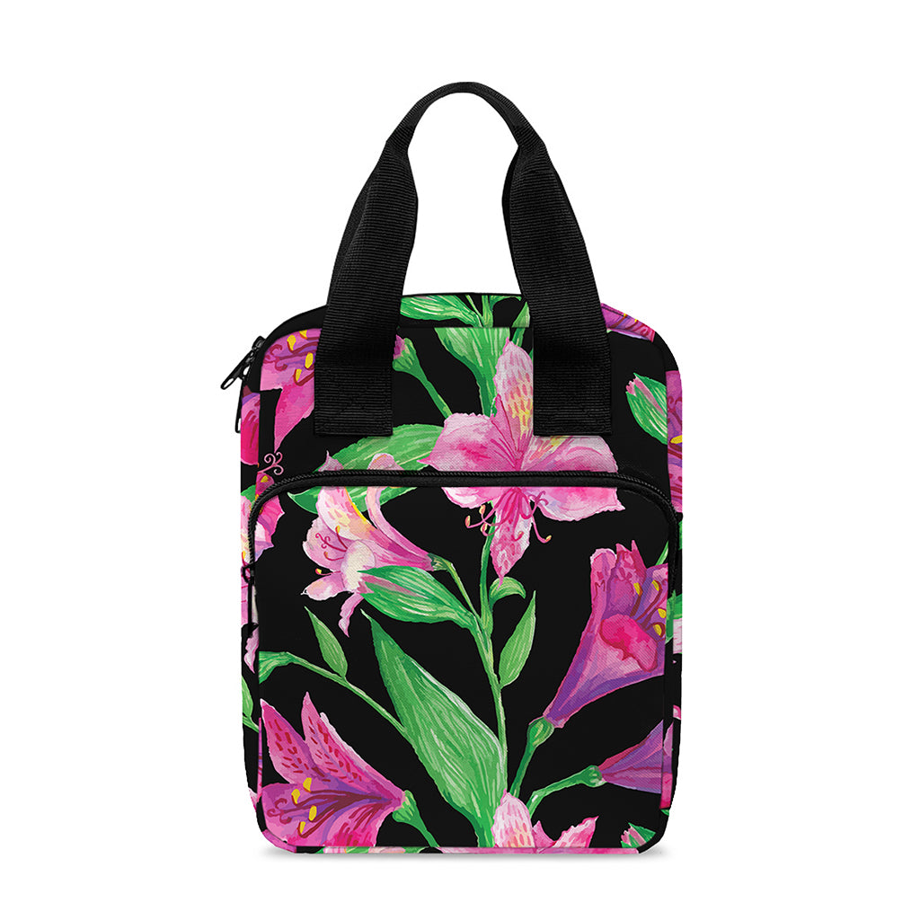 Purple Alstroemeria Pattern Print Bible Tote Bag