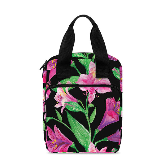 Purple Alstroemeria Pattern Print Bible Tote Bag