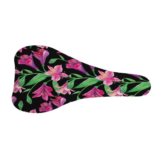 Purple Alstroemeria Pattern Print Bicycle Seat Cover
