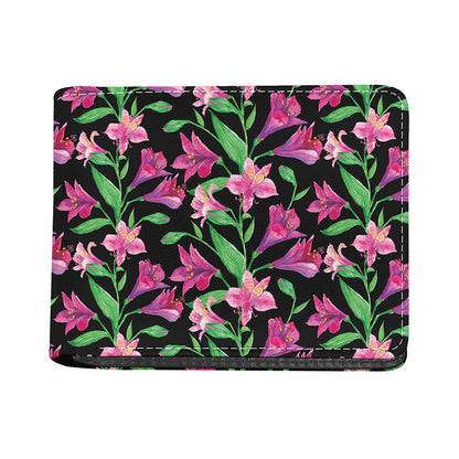 Purple Alstroemeria Pattern Print Bifold Wallet