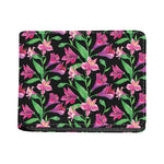 Purple Alstroemeria Pattern Print Bifold Wallet