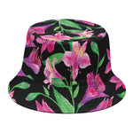 Purple Alstroemeria Pattern Print Bucket Hat