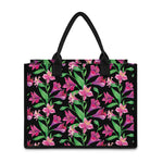 Purple Alstroemeria Pattern Print Canvas Tote Bag