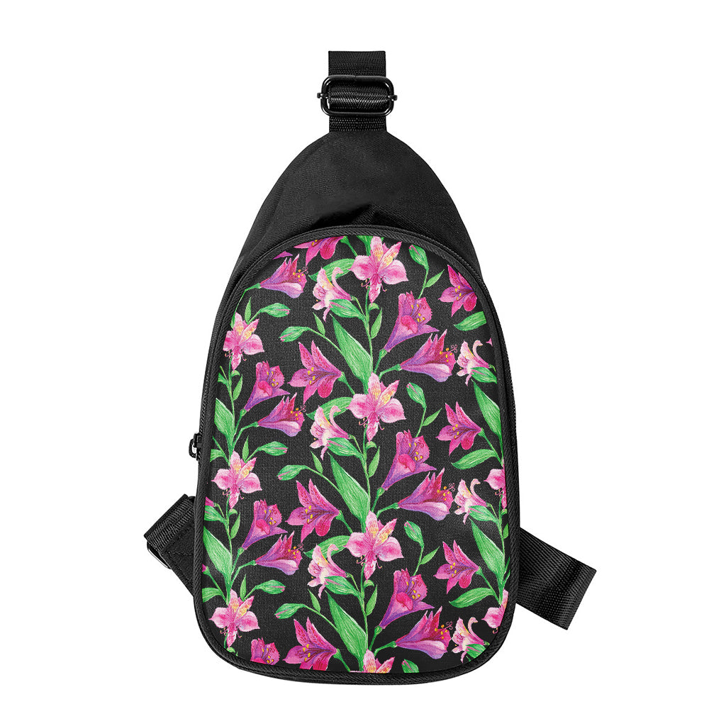 Purple Alstroemeria Pattern Print Chest Bag