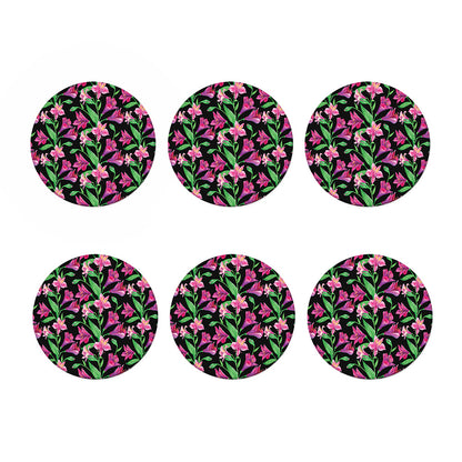 Purple Alstroemeria Pattern Print Coaster Set