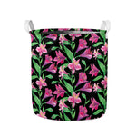 Purple Alstroemeria Pattern Print Collapsible Laundry Basket