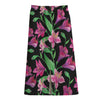 Purple Alstroemeria Pattern Print Cotton Front Slit Maxi Skirt