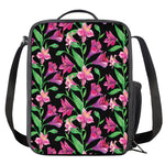 Purple Alstroemeria Pattern Print Crossbody Lunch Bag