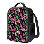 Purple Alstroemeria Pattern Print Crossbody Lunch Bag