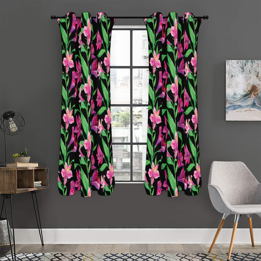 Purple Alstroemeria Pattern Print Curtain