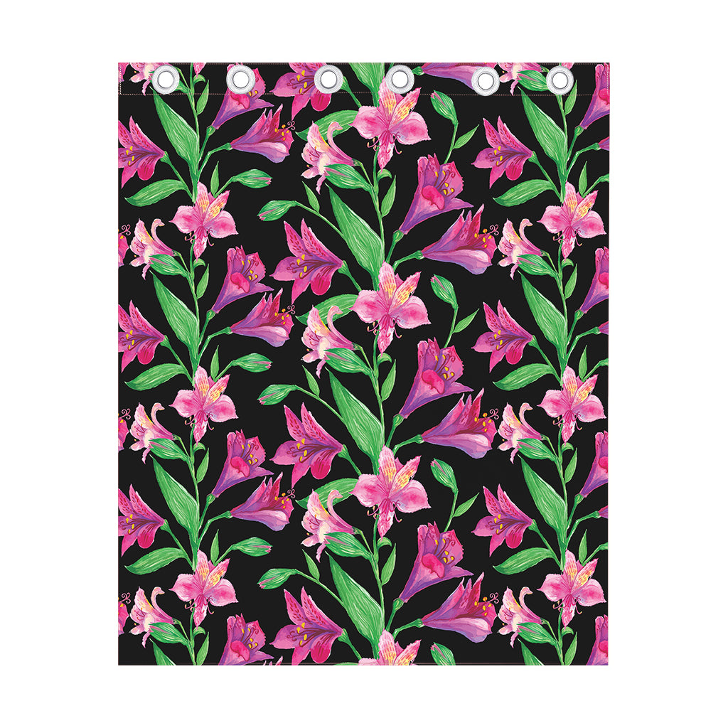Purple Alstroemeria Pattern Print Curtain