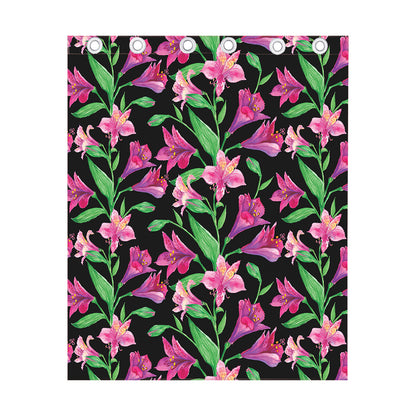 Purple Alstroemeria Pattern Print Curtain