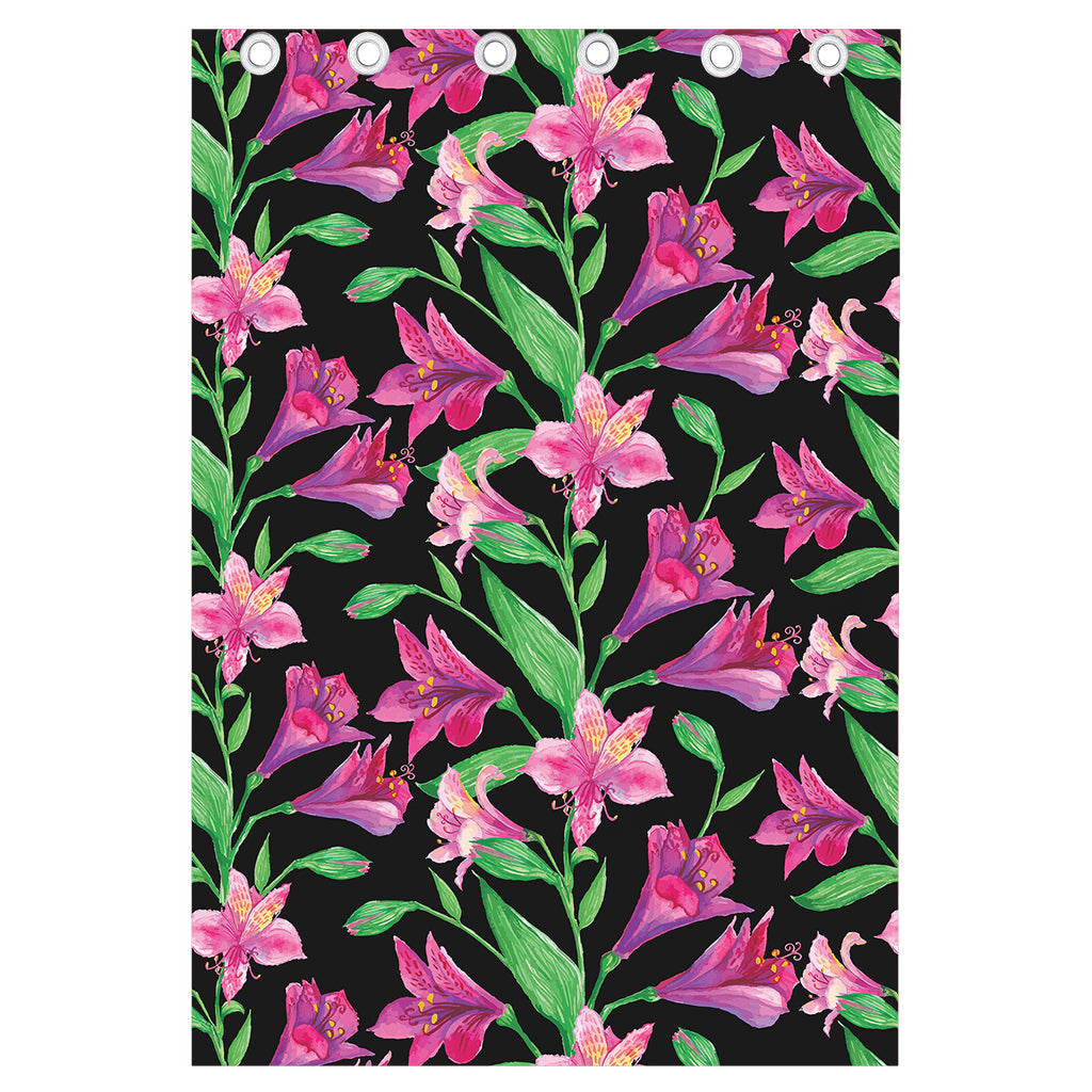 Purple Alstroemeria Pattern Print Curtain