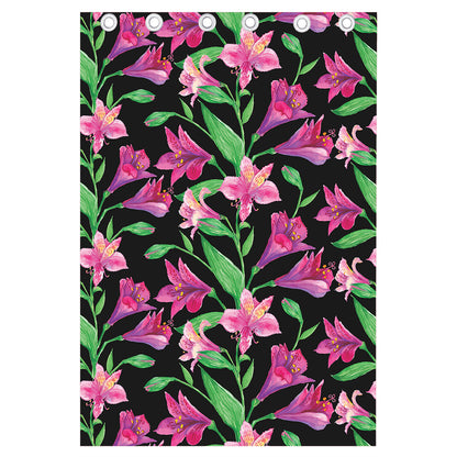 Purple Alstroemeria Pattern Print Curtain