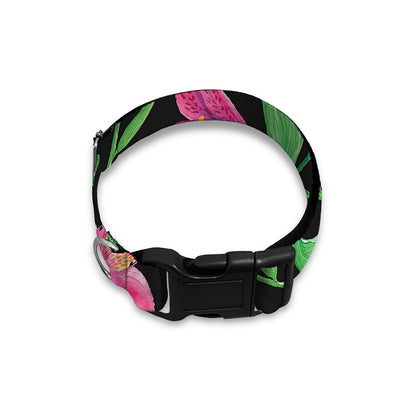 Purple Alstroemeria Pattern Print Dog Collar