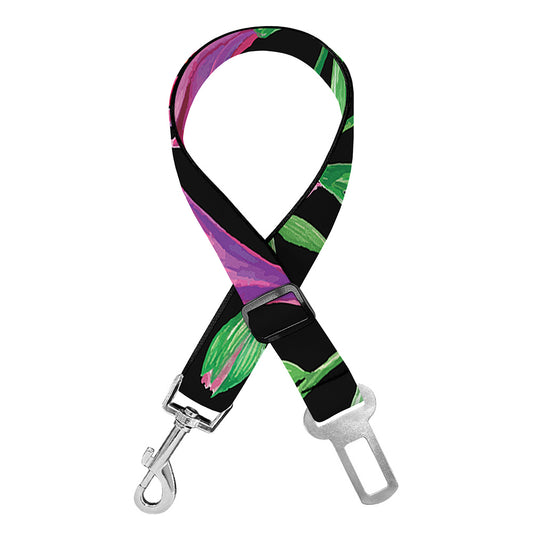 Purple Alstroemeria Pattern Print Dog Seat Belt