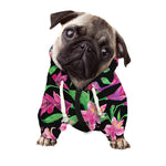 Purple Alstroemeria Pattern Print Dog Zip Up Hoodie