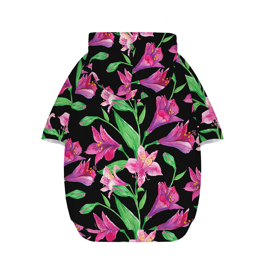 Purple Alstroemeria Pattern Print Dog Zip Up Hoodie