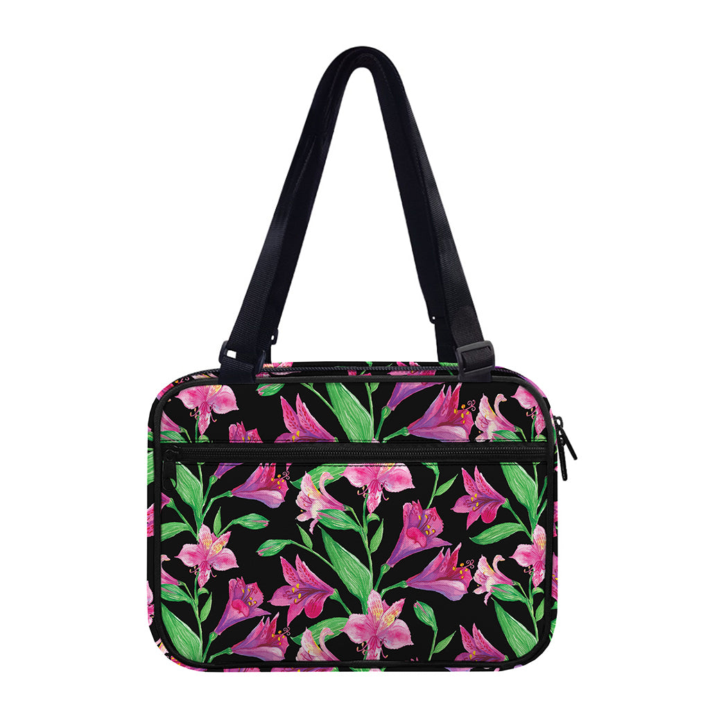 Purple Alstroemeria Pattern Print Double Strap Bible Bag
