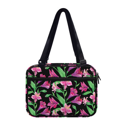Purple Alstroemeria Pattern Print Double Strap Bible Bag