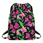 Purple Alstroemeria Pattern Print Drawstring Backpack
